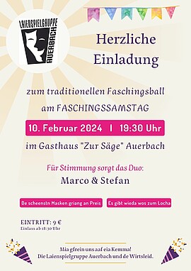 Banner Traditioneller Faschingsball am Faschingssamstag
