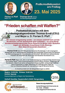 Banner Podiumsdiskussion zum Thema Frieden