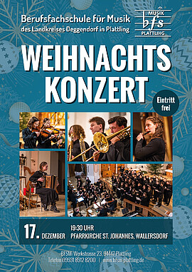 Banner Weihnachtskonzert der Berufsfachschule für Musik Plattling